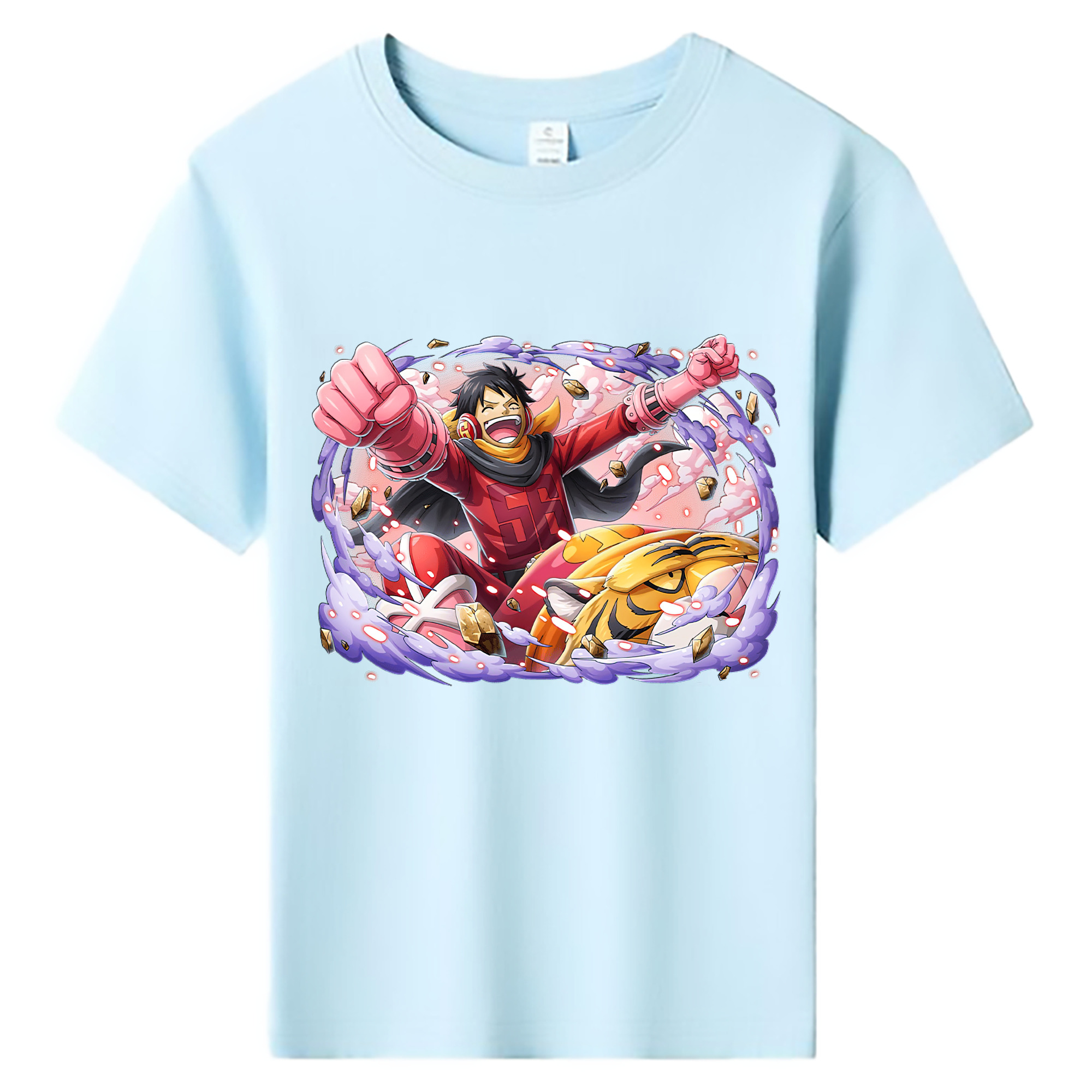 ワンピース モンキー・D・ルフィ ONE PIECE Monkey D. Luffy 綿100％キッズTシャツ（フロントプリント）